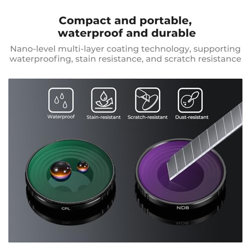 Image of K&F CONCEPT ND Filter Set Compatible with DJI Osmo Nano Vlogging Camera, 4 Pack Multicoated HD Optical Glass ND8 ND16 ND32 ND64 Filters, Action Camera Lens Accessories