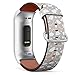 Compatible with Fitbit Charge 4 / Charge 3 / Charge 3 SE - Leather Watch Wrist Band Strap Bracelet with Stainless Steel Adapters (Rainbow)