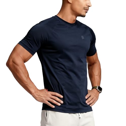 Image of Casual Short Sleeve Crew Neck Classic Wicking Breathable Fitness Muscle Athletic T Shirts Mens
