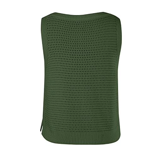 Image of FISACE Womens Crochet Tank Top Sleeveless Knit Summer Sweater