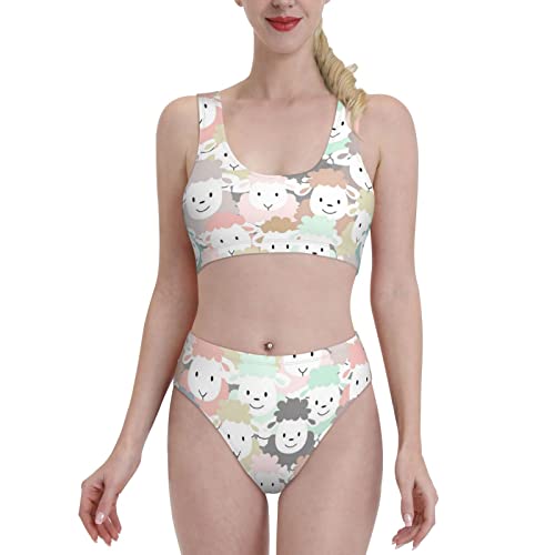 Maillot de bain femme noir XL galbant motif mouton mignon résout le manque d'originalité