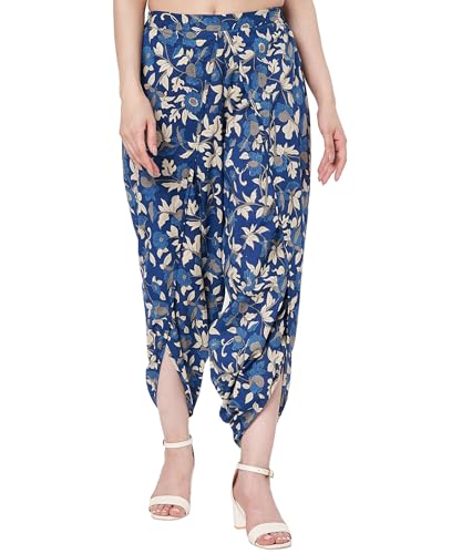 Image of 9rasa Women's Cotton Solid Harem Dhoti Pants for Casual FusionWear Workwear