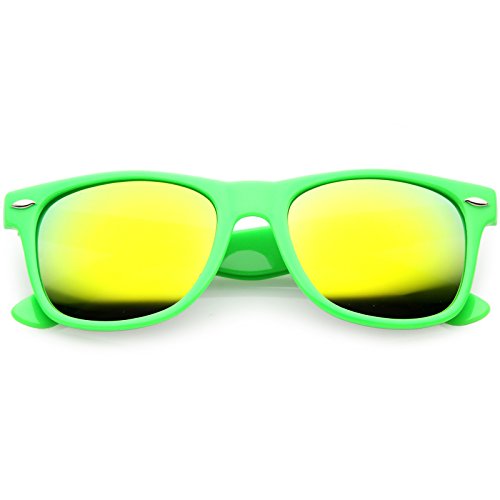 zeroUV - Modern Wide Arms Colored Mirror Square Lens Horn Rimmed Sunglasses 52mm