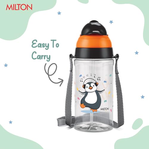 Image of MILTON Smilo 450 Sipper PET Water Bottle for School Kids | Food Grade & BPA Free | Leak Proof & Durable | Easy to Carry Loop | Ideal for Home, School & Office Use, 438 ml, Grey