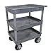 Luxor TC111P8-G Gray 24" x 32" 3 Tub Cart with P8 Casters