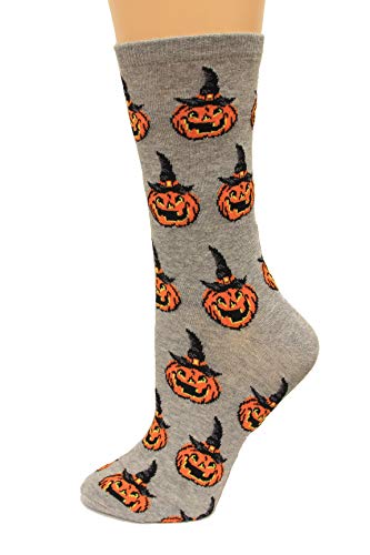 HOTSOX Women's Jack O Lantern Crew Sock Gray / 4-10