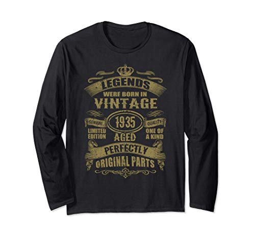 Birthday 365 Legends Born In 1935 Vintage Birthday Gift Long Sleeve T-Shirt