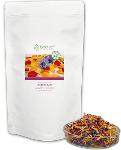 berryz Mélange de fleurs comestibles parfumé Mélange de fleurs colorées de fleurs de rose Fleurs de souci Fleurs de bleuet | Mélange de fleurs colorées Mélange de fleurs comestibles