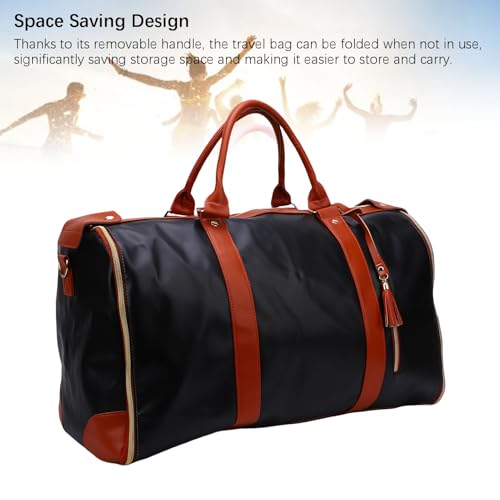 Diydeg Rolling Garment Bag, Water Proof Large Capacity Travel Bag with Detachable Trolley and Soft Leather Handle, Silent Wheels 40L Convertible Garment Duffel bag for Work Travel (Black Brown)4