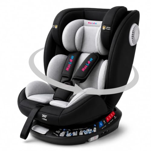 Image of Premium (6 in 1) Car Seat 360 Rotating Recliner Baby Car Seat for 0 to 12 Years Forward Facing & Rear Facing, 5-Adjustable Recline Levels, Adjustable Headrest with 5-Point Safety Harness