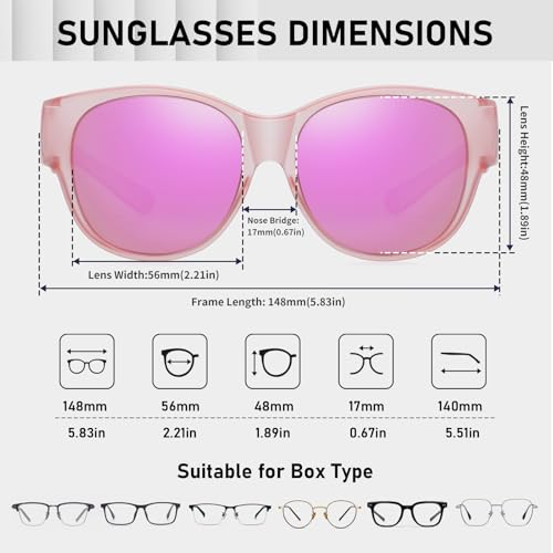 Image of HAOLOTA Fit Over Glasses Sunglasses for Women Polarized | Over Glasses Sun Glasses, UV400 Polarized Lens, Trendy Cat Eye Sunglasses, Lightweight and Flexible, Driving, Daily Use