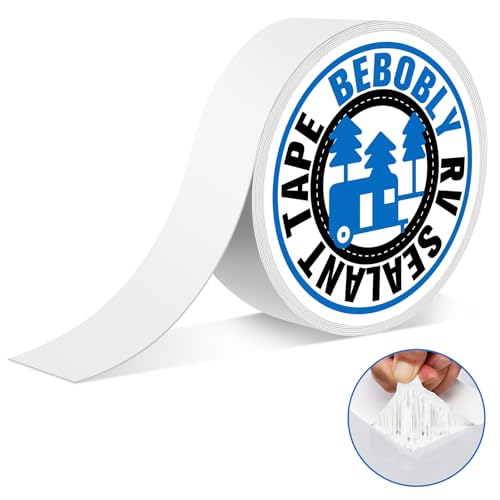 BEBOBLY RV Roof Tape Waterproof,2 Inch X 50 Foot Leak Repair Sealant Tape,UV &amp; Waterproof Butyl Tape for RV Roof,Window,Camper, Boat,Pipe Sealing White
