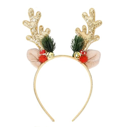 GDLOKFU Weihnachten Geweih Haarreif, Rentier Geweih Stirnband Glitzer,...