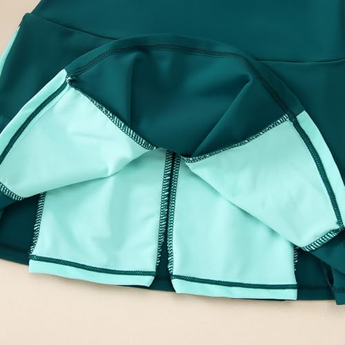 Image of IZYJOY Kids Girls Tennis Golf Dress Outfit Sleeveless Racerback Dresses with Shorts Pockets Sport Athletic 2 Piece Sets
