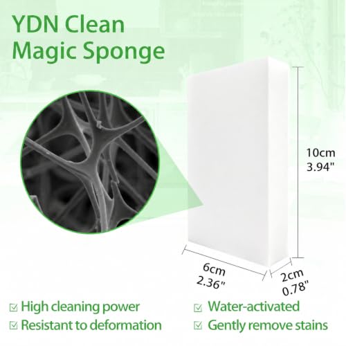 YDN Clean Magic Eraser Sponge, Water-Activated Cleaning Pads Sponge Mop, Multi-Purpose Melamine Foam Cleaner in Bulk for Kitchen, Bathroom, Walls, Shoes & Car, Non-Scratch & Reusable (50) — view 3