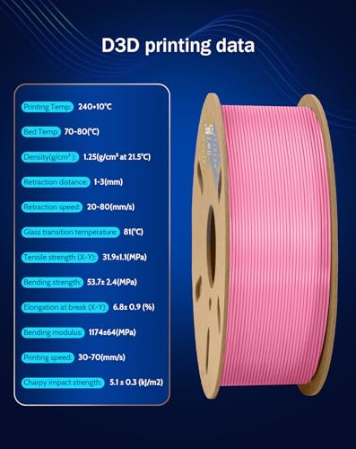 Image of DURAMIC 3D PETG Filament 1.75mm Pink, 3D Printing Filament 1kg Spool(2.2lbs), Pink Filament 1.75mm Dimensional Accuracy + /- 0.05 mm Non-Tangling Non-Clogging Non-Stringing