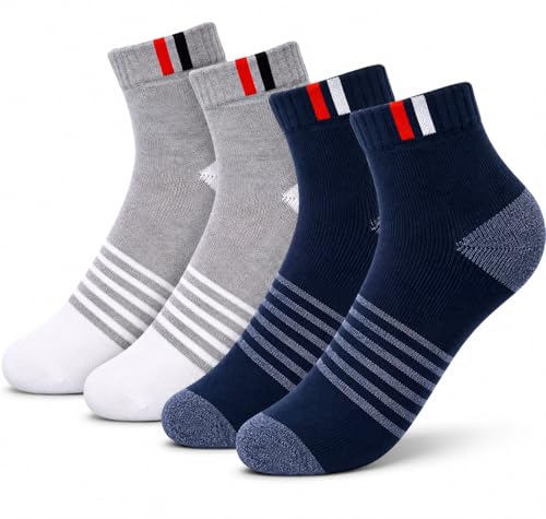 Image of Men's Ankle Length Socks Pack of 2 Pairs | Cotton Rich Sports & Casual Socks | Breathable, Sweat Absorbent, Stretchable Daily Wear Socks for Men (Free Size)