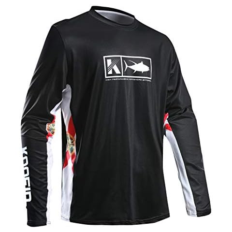 KOOFIN GEAR Performance Fishing Shirt Vented Long Sleeve Sunblock Shirt with Mesh, Black,L Cover