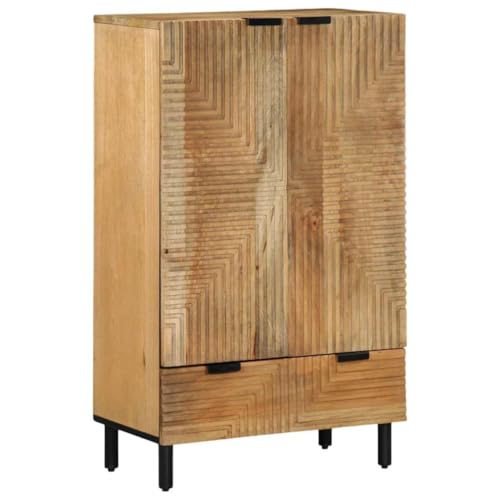 vidaXL Aparador Alto Madera Maciza de Mango marrón 60x33x100 cm, Armario Auxiliar, Armario Alto de almacenaje, aparador Alto, Armario Alto