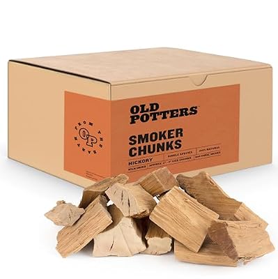 Old Potters Smoker Wood Chunks 13-16 lbs for Grilling, Smoking, and Wood Fire Cooking ~ 2 x 3 Inches, (Hickory, 840 Cu in.)