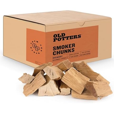 Old Potters Smoker Wood Chunks 13-16 lbs for Grilling, Smoking, and Wood Fire Cooking ~ 2 x 3 Inches, (Hickory, 790 Cu in.) Cover