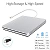 Oulin External CD DVD Drive USB C CD DVD Burner/Writer Slim Portable Slot in CD DVD Reader for MacBook Pro/Air/Mac/Laptop/Windows10 (Sliver)