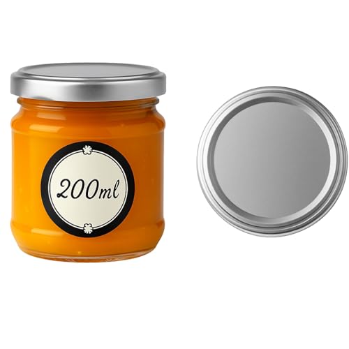 Sixby Lot de 6 bocaux en verre avec couvercle à visser (argenté), 200 ml, hermétiques, parfaits pour la confiture, le miel, les desserts et les stocks,...