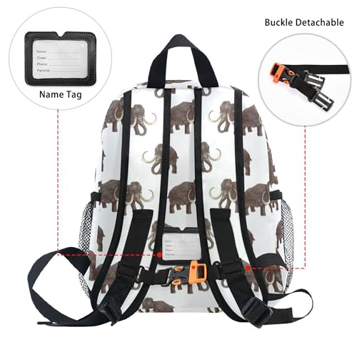 Custom Kid's Name Backpack, Vintage Mammoth Toddler Backpack for Daycare Travel Personalized Name Preschool Book Bag Children Kindergarten Bag for Boys Girls4