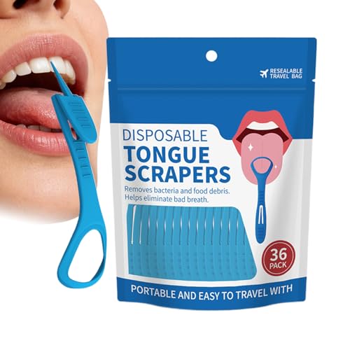 Limpia Lengua para Adultos | Lote de 36 raspadores antideslizantes - Limpiador de lengua que reduce el mal aliento | Para la familia, los amigos, niños y niñas, colegas, cumpleaños, festivales, el hog