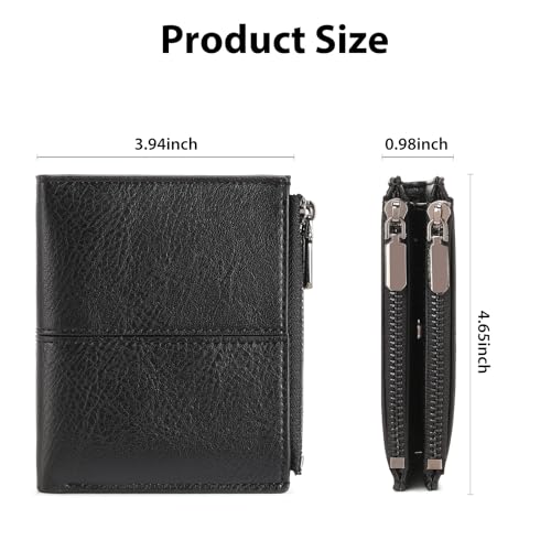 Image of Zipper Wallet for Men Bifold Wallets with 1 ID Window 7Card Slot Coin Pocket- Big Capacity Credit Card Travel Wallet