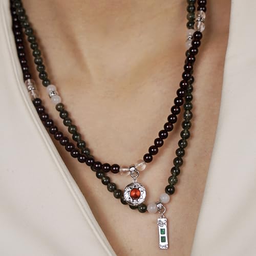 Image of Five Elements 18K Gold Vermeil 3 Layered Crystal Gemstone Beads Bracelet & Necklace for women Solid 925 Sterling Silver 18K Gold or White Gold Plated jewelry