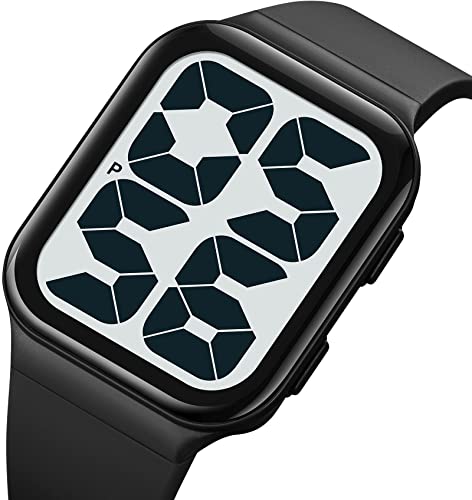 findtime Unisex Square Big Numbers Dial Digital Watch for Men Women Seniors, 50M Waterproof Large LED Electronic Time Pink Wristwatch Simple Designer2