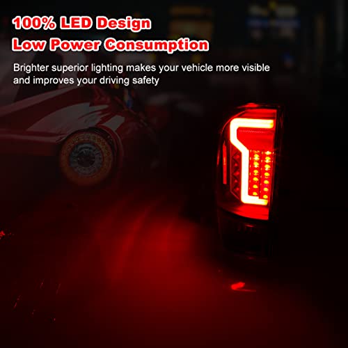 ROXX Led Tail Lights Assembly for 2016-2021 Toyota Tacoma Pickup, Tacoma Tail Lights Pair Replacement w/Led Drl, Brake Lights, Turn Signals, Clear Reflector, Passenger and Driver Side (Clear)