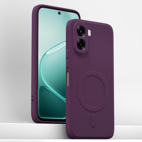 Image of Outlouders Back Cover for Oppo A6X 5G Soft Matte Silicone Cover with Slim Fit | Mag-Safe Logo (Not Mag-Safe Compatible) | Shockproof | Camera Protection Bumper Case (Purple)