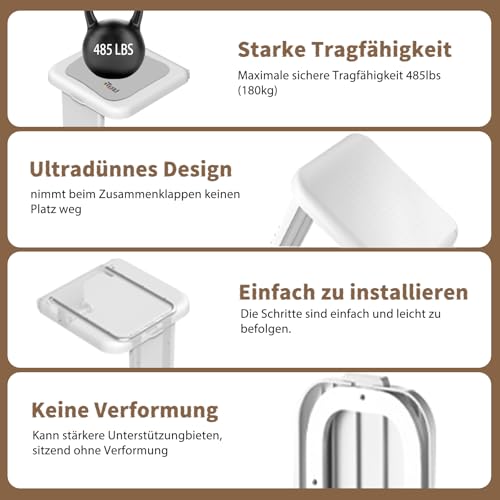 Heuffe Duschklappsitz mit Stützbein – bis 200 kg rutschfest & robust – Bild 6