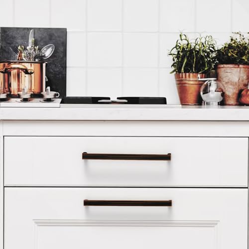 Image of 10 Pack 6.3 Inch(160mm) Kitchen Cabinet Handles Oil Rubbed Bronze Cabinet Pulls Kitchen Cabinet Hardware Drawer Pulls for Cupboard Wardrobe