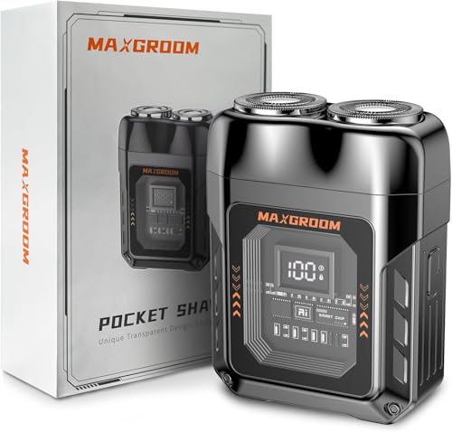 ひげそり シェーバー 電動シェーバー 髭剃り 電気シェーバーメンズ【MAXGROOM2025革新型・機械風髭剃り】 IPX7防水 ひげそり 小型 お風呂剃り 水洗い可 ロック機能 透かし彫り LEDディスプレイ 深ぞり 回転式ヒゲソリ 超低騒音 乾湿両用 磁吸カッターヘッド 軽量 コンパクト 電気カミソリ フェイスシェーバー 旅行 出張 持ち運び便利 男性用 日本語取扱説明書