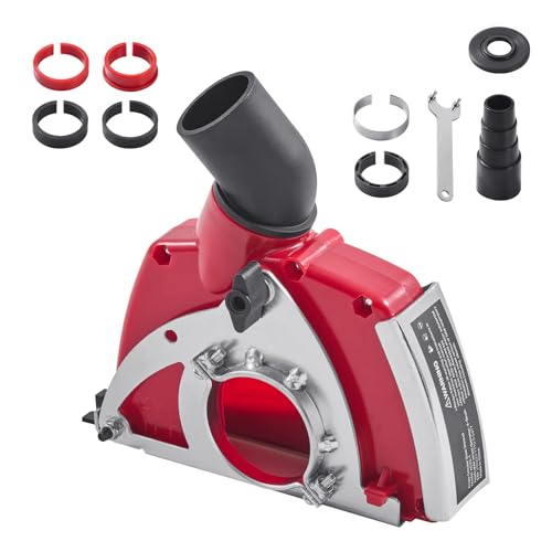 Happybuy Universal Angle Grinder Dust Shroud - 4-5 Inch Adjustable Cutting Depth Cover with Vacuum Adapter for Concrete, Wood & Stone (Not for Metal)