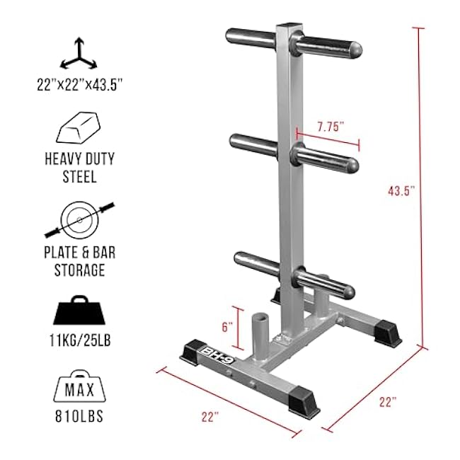 Valor Fitness Weight Rack for Olympic & Standard Plates - Bumper Plate & Olympic Barbell Storage for Clean, Organized Home or Garage Gym