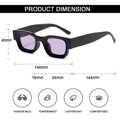 Image of EYLRIM Thick Square Frame Sunglasses for Women Men Chunky Rectangle Polarized Sunglasses UV400 Protection