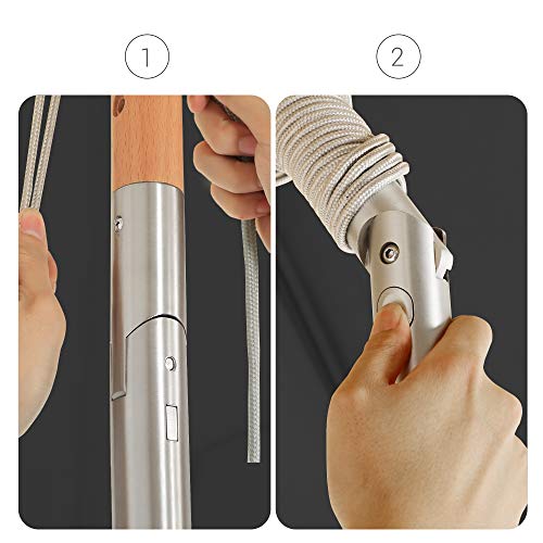 SONGMICS parasol 270 cm, achthoekige tuinparasol, zonwering, parasolmast en parasolribben van hout, opvouwbaar, zonder… - Afbeelding 6