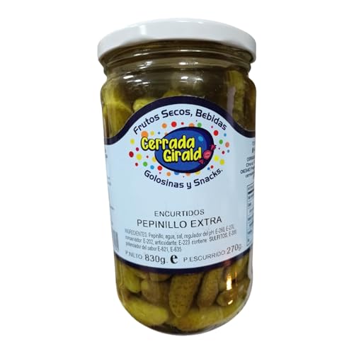 Pepinillos Encurtidos Extra 830g | Pepinillos en Vinagre Crujientes | Aperitivo Tradicional | Ideal para Tapas, Ensaladas y Picoteo
