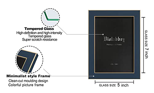 Violabbey 5X7 Picture Frames Set Of 4, Colorful Photo Frame Of Modern Style, High Definition Tempered Real Glass, Wall Mounted Or Tabletop Display (Blue Series) #TOP2