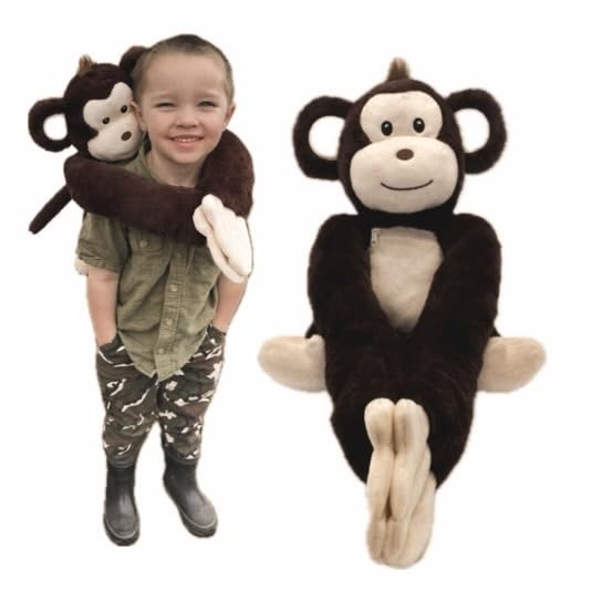 Monkey Stuffed Animal- Huggable with Clasps Pockets Long Arms, Brown