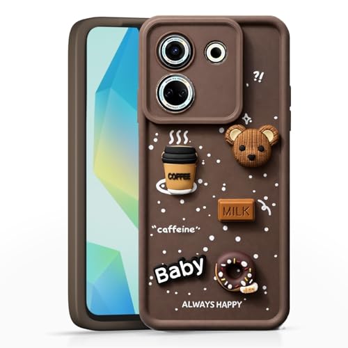 Image of Bintage Ball Bear| Donut| Milk Cake| Baby| Coffee Rubber Case Full Body & Camera Protection Back Cover Compatible for Tecno Camon 20 4G - Brown