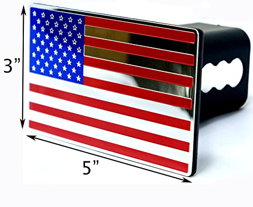 Everhitch SS304BL-2BLTW Usa American Flag Metal Hitch Cover thumb #2