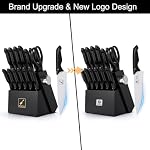 imarku Knife Set with Block, Sharp Knife Set with Built-in Sharpener, 14 PCS Japanese Stainless Steel Kitchen Knife Set, Dishwasher Safe, Black, Ideal Home Cooking Gift for Mom