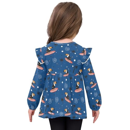 Toucan Surfing Girls Shirts Cotton Long Sleeve Ruffle Toddler Tee Tops4
