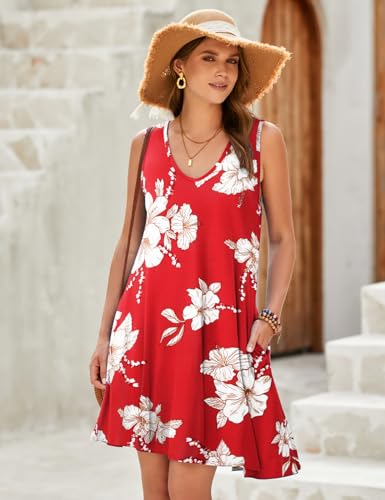 Image of JollieLovin Women Plus Size Curvy Summer Tank Sun Dresses Sleeveless Causal T-Shirt Dress Beach Swing Cover up(L-5X)