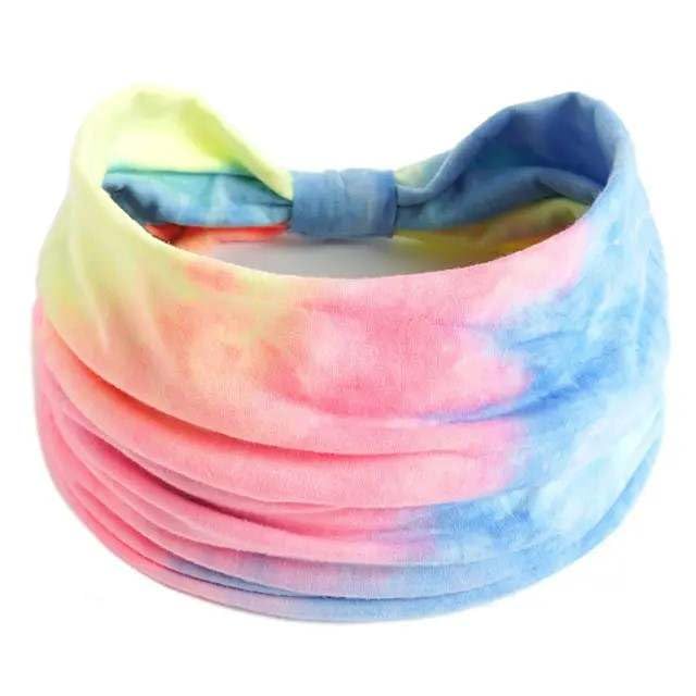 Exclusive Tie-Dye Exercise Bandana Hair Bands | Rainbow Headbands for Running Fitness Workout Yoga Women and Girls (Melange)